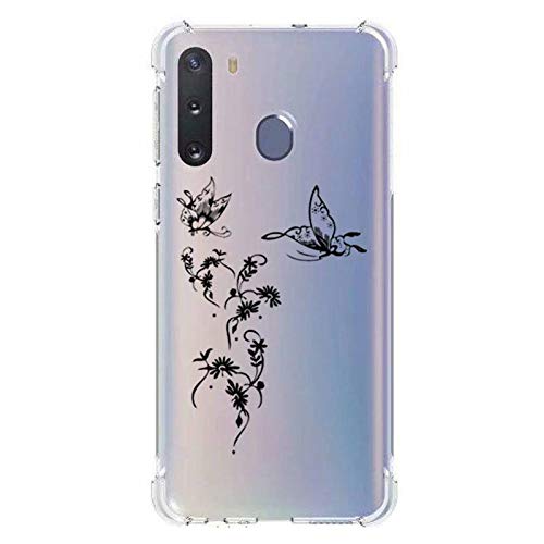 Cokitec Transparent Case for Samsung Galaxy A21 Feminine Flower Theme
