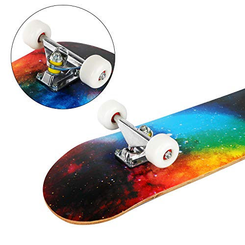 E EVERKING Skateboard 7 Layers Decks 31"x8" Pro Complete Skate Board Maple Wood Longboards for Teens Adults Beginners Girls Boys Kids - Thumbnail 4