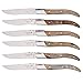 FLYINGCOLORS Laguiole Steak Knife Set. Stainless Steel, Wooden Handle, Gift Box, 6 Pieces