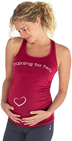 For Two Fitness Training For Two Maternity Workout Racerback Tank Top (Medium, Berry)