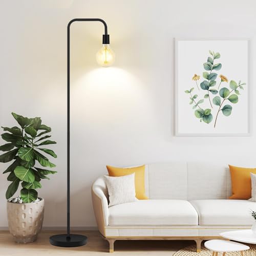LUMOKU Lámpara de pie industrial para sala de estar, socket E26, 152cm, diseño minimalista para iluminación decorativa, para decoración del hogar, recámara, lectura, oficina (bombilla no incluida)