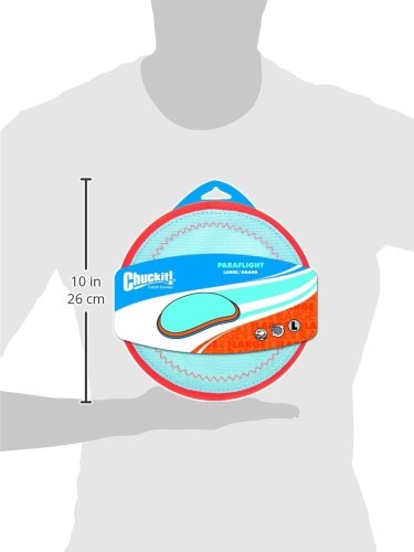 Chuckit! Paraflight Flying Disc Dog Toy - Water Floating Flyer - Durable Nylon Construction with Soft Rubber Edges - For Medium and Large Dogs - Size Large - 9.75