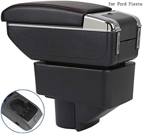 Amazon フォード フィエスタ アームレストボックス フォード フィエスタ ユニバーサル 車 中央アームレスト収納ボックス カップホルダー 灰皿 改造アクセサリー 内装パーツ 車 バイク