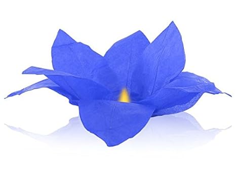 Lanterne Flottante En Papier Thaï Bleu Bougie Chauffe Plat