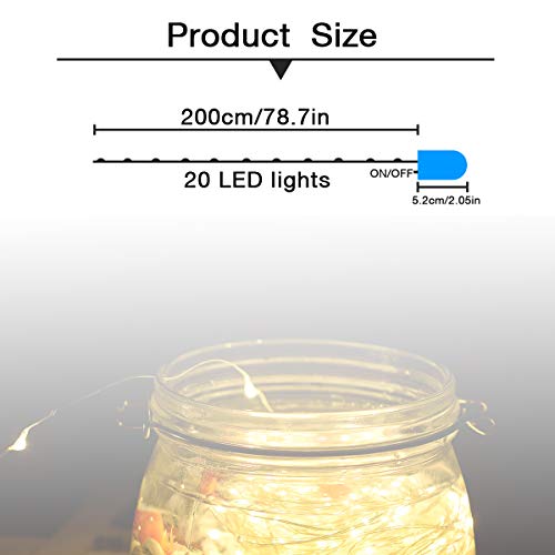 16 Pezzi Luci LED Batteria, Catena Luminosa 2m 20 LED Fairy Light Filo Rame Ghirlanda Luminosa Lucine LED Decorative Waterproof luci di Natale per Camere da Letto Giardino Feste