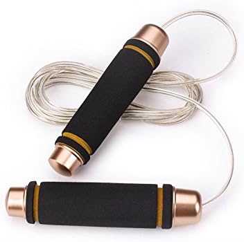FYUFY Jump Rope Ropes Skipping Speed Rope for Boxing and Fitness Adjustable Jumping Workout &amp; Fitness Training MMA Comfortable Foam Handles Non-tangle PVC Steel Adult Kids Men Women (Golden)