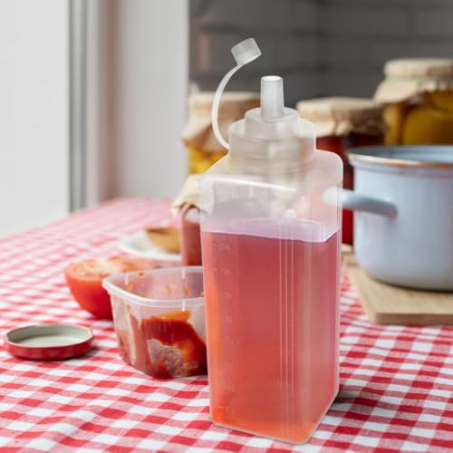 Hohopeti Paquete Botellas de Plástico Botellas Exprimibles | Rellenables Exprimibles Dispensador para Salsa de Chili Aceite Glaseado y Otros Condimentos