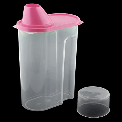 uxcell Plastic Household Kitchen Cereal Grain Bean Rice Food Storage Container Box Case 2.5L Pink Clear