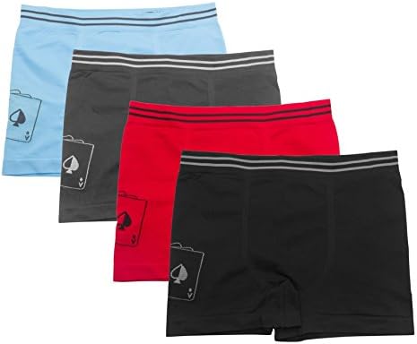 Mens Boxer Briefs Super Soft Comfort Waistband Available In 4 Packs and 8 Packs (4-PK: Black, Grey, Red, Light Blue, S/M)