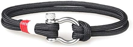 YIYIYYA Bracelet Men Women With Stainless Soldier Style Sport Camping Parachute Cord Survival Steel Shackle Buckle Fashion