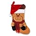 Set of 3 Christmas Stockings with Velvet Santa Hat Traditional Classic Plush Felt Holiday Stocking Decorations, Red White & Brown Color Santa Claus Reindeer & Snowman Character Design; Fireplace Decor