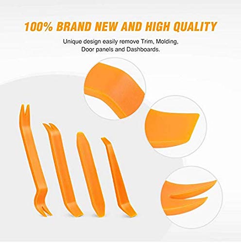 Yirind 4Pcs Auto Door Clip Panel Trim Removal Tool Kits for Car Dash Radio Audio Installer Pry Tool