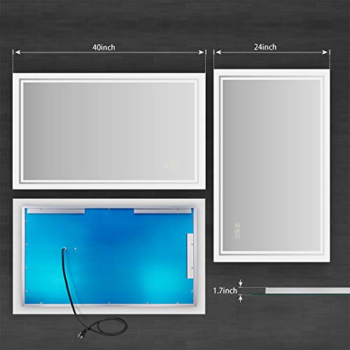 ANTEN 40x24 Inch Backlit Bathroom Mirror LED, Vanity Bathroom Mirror