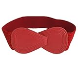 Ladies Interlocking 8-shaped Buckle Elastic Red Waist Belt