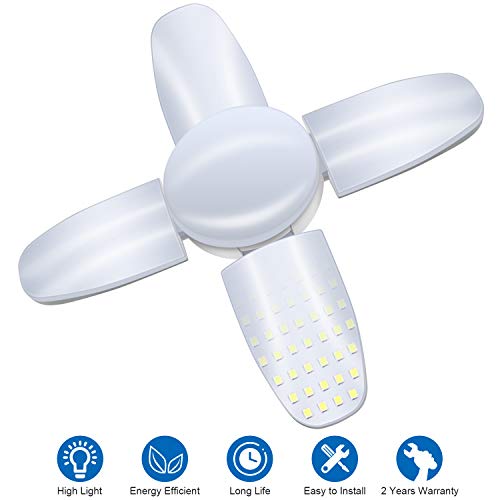 LED Garage Lights,Exulight 60W Led Garage Ceiling Light 6000LM Daylight,Deformable Light Bulbs 60 Watt Work Light,E26/E27 Shop Lights for Garage Barn Warehouse Workshop Lighting