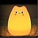 ANTEQI Carton Night Light Silicone Remote Timer Cute Cat Lamp Tap Control Lamp for Kids Bedroom Nursery Baby [Wireless Remote Timer, USB Charge, Warm & White Light, 9 Color Breathing]