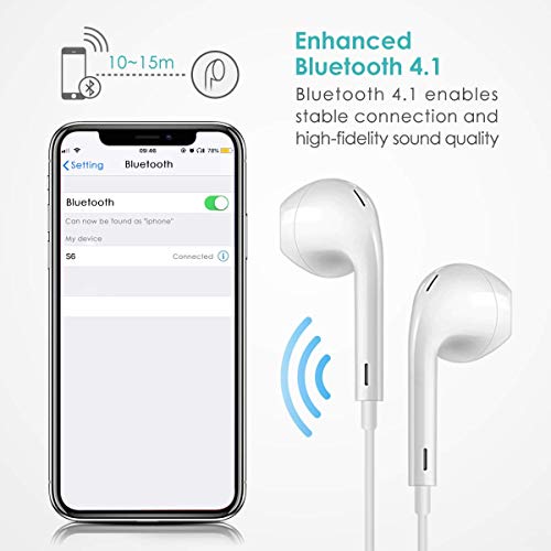 Wireless Headphones, Bluetooth Headphones, Bluetooth 4.1 Earbuds Sport Stereo Headset, Noise Cancelling Sweat Proof Earphones,CVC Noise Cancellation,Workout Headset with Built-in Mic and Carry Pouch - Thumbnail 5