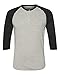 Alternative Men's Raglan 3/4 Sleeve Henley Shirt, Oatmeal/Black, Large
