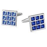 Mens Cufflinks Stainless Steel 9 Grid Square Dark