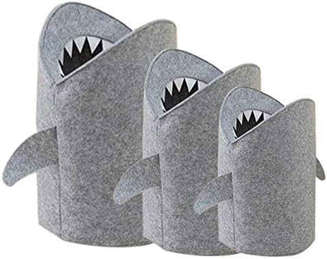 Storage Baskets - Nordic Style Felt Cloth Folding Laundry Basket Shark Design Bag Storage Bags Home Organizer - Tall Pom Household Over Open Sink Lid Towels Green Xlarge