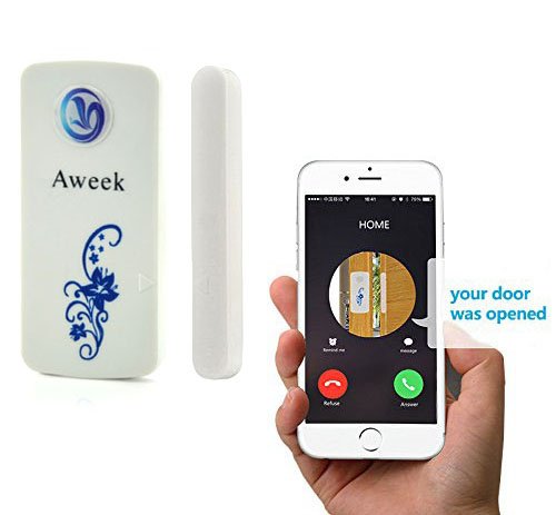 AweekÂ® GSM Magnetic Door Alarm Wireless Window Sensor Alarm Voice Detector Remote Control Anti-Theft Burglar Home Security/ Remote GSM Location GSM Real time Tracking Function (White)