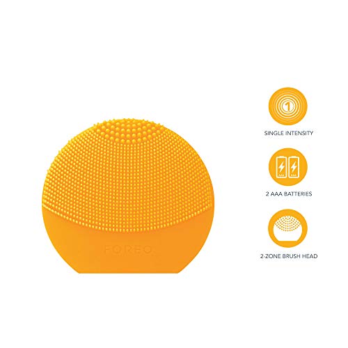 FOREO Luna Play Plus Portable Facial Cleansing Brush Waterproof Skin Care Device with Replaceable Battery, Sunflower Yellow