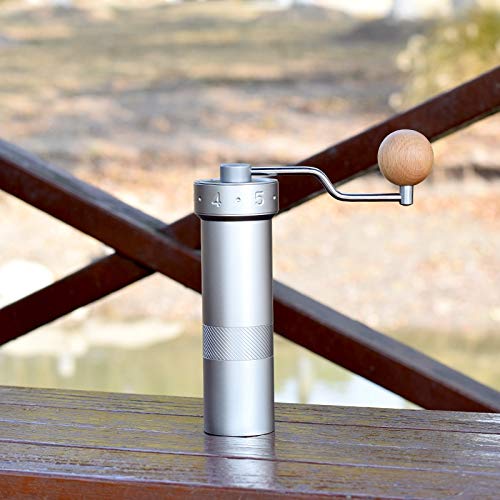 Kaffeemühle Tragbare manuelle Kaffeemühle 304stainless Stahl Grat verstellbar (Color : Light Grey) – Bild 4