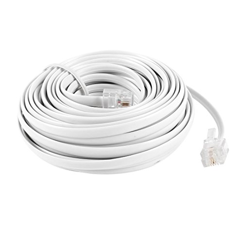 Uxcell RJ11 6P2C Modular Phone Cables and Wire, 9M 30 Foot for Landline Telephone, White