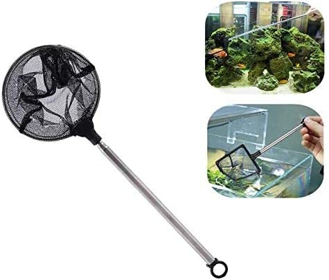 Aquarium Shrimp Skimming Net Telescopic Fishes Shrimps Landing Net Fish Tank Accessories Adjustable bewteen 16cm - 44cm(Round)