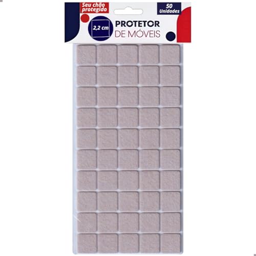 Kit 50 Feltro Adesivo Protetor para Pé de Cadeira, Sofá e Móveis Pesados Proteção e Durabilidade Ideal, Antideslizante Quadrado