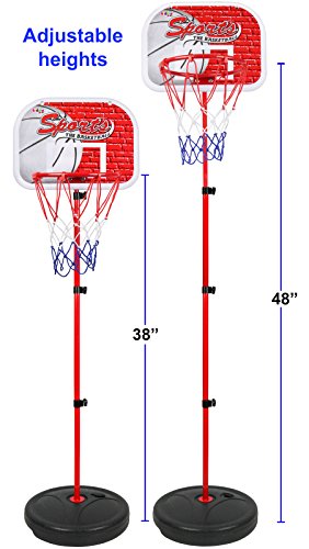 Kiddie Play Basketball Hoop Stand Toy Set for Kids Adjustable Height Up To 4 ft
