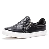DREAM PAIRS ASHLEE/VIN Women's Casual Quilted Slip On Side Zipper Round Toe Sneakers Shoes