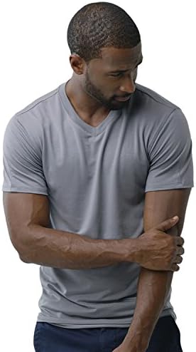 Men's Tencel Fitted Anti-Odor Breathable T-Shirt in V-Neck with Back Darts