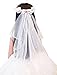 Bienvenu Girls First Communion White Floral Wreath Wedding Veil,WhitePink