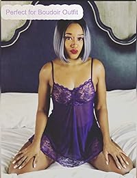 Avidlove Vestido de lencería para mujer, encaje Babydoll cuello en V Chemise Sleepwear Boudoir Nighty