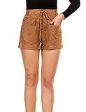 Zeagoo Women Vintage Lace Up High Waist Shorts Faux Suede Slim Fit Bottoms