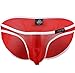 YiZYiF Men's Smooth Thin Bikini Brief Mesh Bulge Pouch Pants Underwear Red X-Large