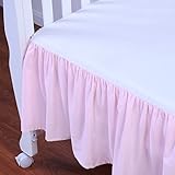 TillYou 100% Combed Cotton Sateen Crib Skirt, Rose Pink with Ruffle