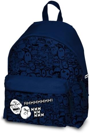 KOOKIE - Backpack for leisure - MEME PATTERN - Colour: blue - Material: polyester 600 - Padded back and shoulder straps - Size: 30x15x42 cm.