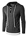 Men's Hooded Shirts Casual Long Sleeve T Shirt Hoodies Dark Grey M