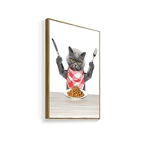 Framed Canvas Wall Art for Living Room, Bedroom Humorous Cat Canvas Prints for Home Decoration Ready to Hanging - 16x24 inches