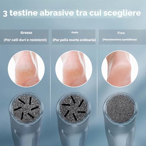 Professional Electric Pedicure Rechargeable Feet Callus Remover with Vacuum Suction 3 Grinding Heads 2 Speed IPX7 Waterproof Electric File Rasp Feet Calluses Feet Removal