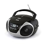 Tyler TAU101-SL Portable Sport Stereo CD Player – Single Disc, Speakers, AM/FM Radio, Headphone Jack, Playback Function and Aux for iPod, Walkman, MP3 – Compact Size and Battery Power – Silver