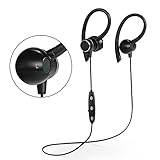 Wireless Sports Bluetooth Headphones V4.1 Shake Proof Earphones with Mic IPX5 Waterproof HD Sound with Bass Magnetic attachment Earbuds for Gym Running Driving Leisure 9 Hour Battery Headsets (black)