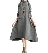 Amazon Co Jp Qualzee クオルジー ワンピース レディース 秋 冬 長袖 ニット チュニック スカート マキシ ハイネック 韓国 服 ファッション小物