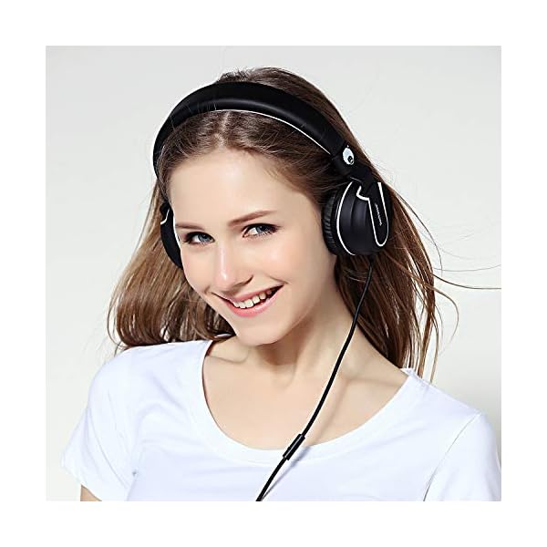 Rockpapa-952-Stereo-Foldable-Headphones-On-Ear-Adjustable-Headband-with-Microphone-for-Kids-Childrens-Adults-Tablet-Computer-Mobile-CDDVD-MP34-Black-White Rockpapa Kids Headphones, 952 Childrens Headphones, Wired Headphones with Microphone, Foldable, Stereo Sound, 3.5mm Jack…