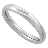 Surgical Stainless Steel 3mm Domed Wedding Band Thumb / Toe Ring Comfort-Fit High Polish, sizes 5 - 12
