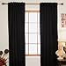 Blackout Curtain Black Rod Pocket Energy Saving Thermal Insulated 108 Inch Length Pair