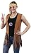 BLUE PANDA 60s 70s Hippie Costume Accessories - 5-Set Vest Headband Glasses Pouch Necklace, Women Size S Brown