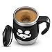 LEADNOVO Self Stirring Coffee Mug Electric Stir Stainless Steel Automatic Self Mixing Cup for Morning Office Travelling 450ml/15.2oz (Black)